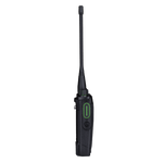 Black walkie-talkie with green accent on a transparent background