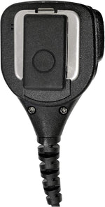 Black and gray microphone for communication devices on a white background