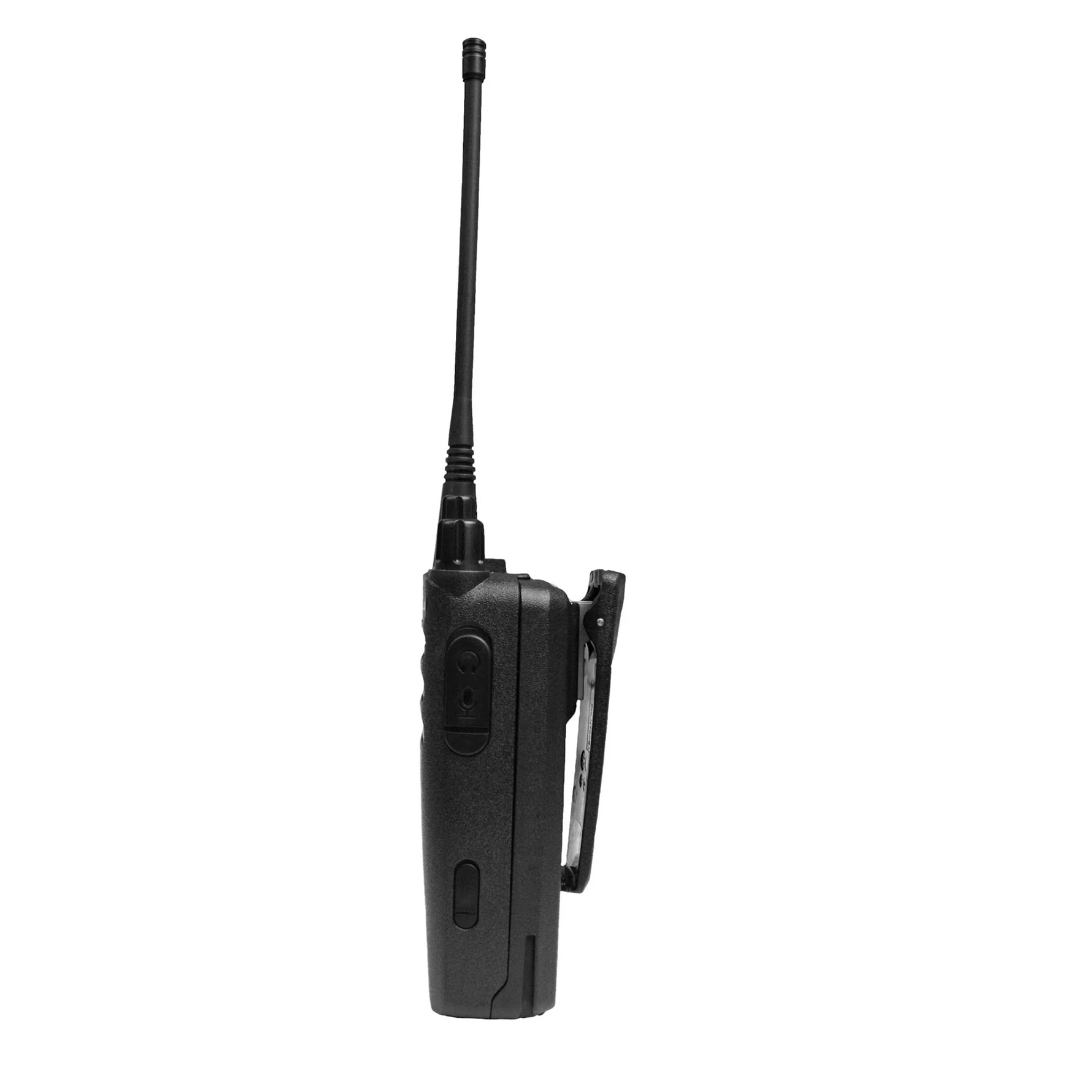 Black walkie talkie on a white background