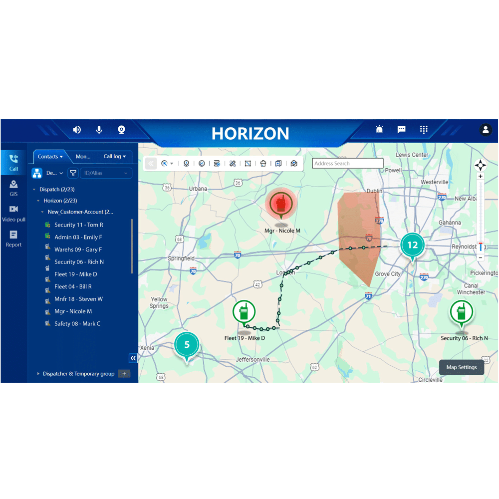 Hytera Horizon Dispatcher GPS Tracking