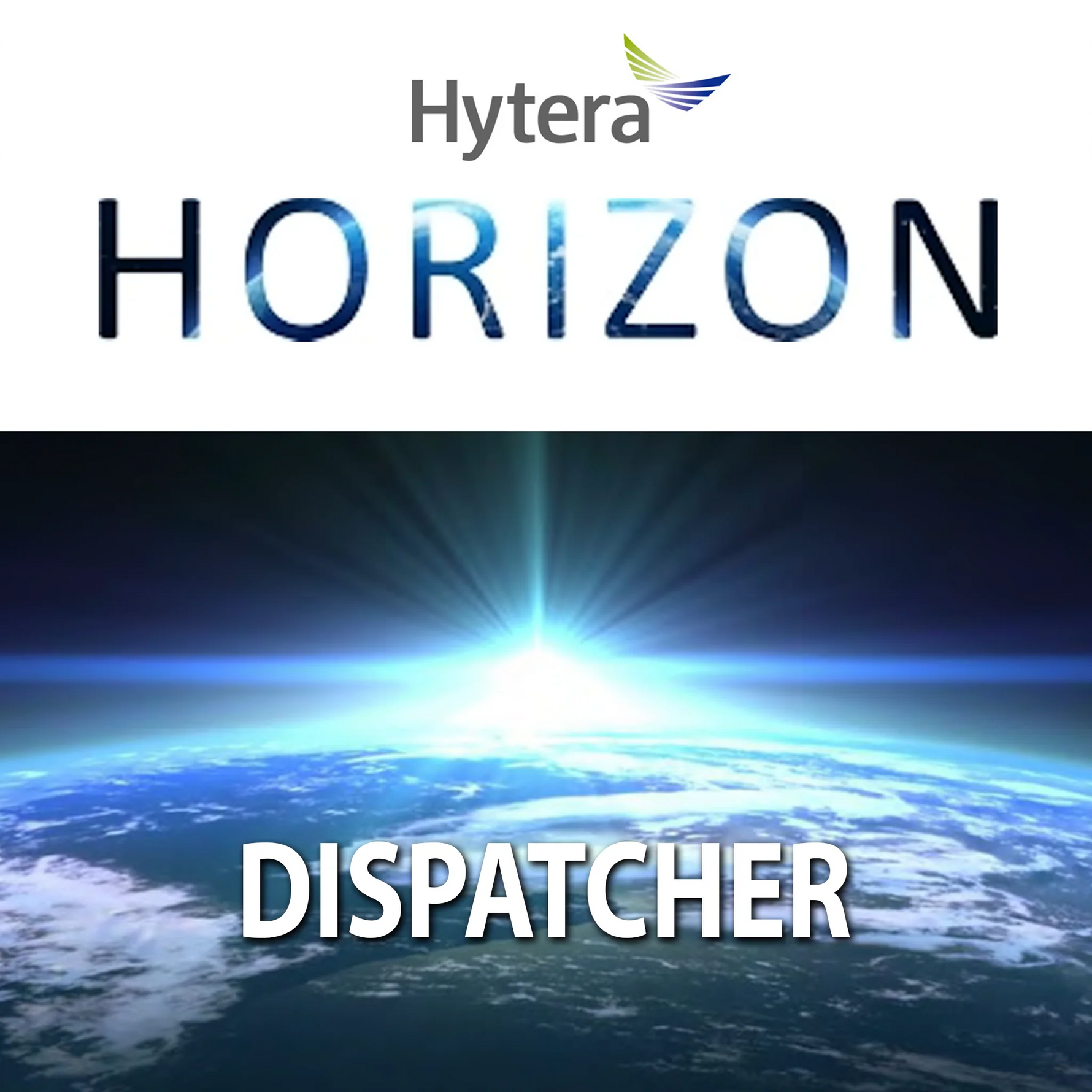 Hytera Horizon Dispatcher software logo with Earth view in the background