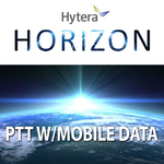 Hytera Horizon PTT with Mobile Data product advertisement with Earth view background
