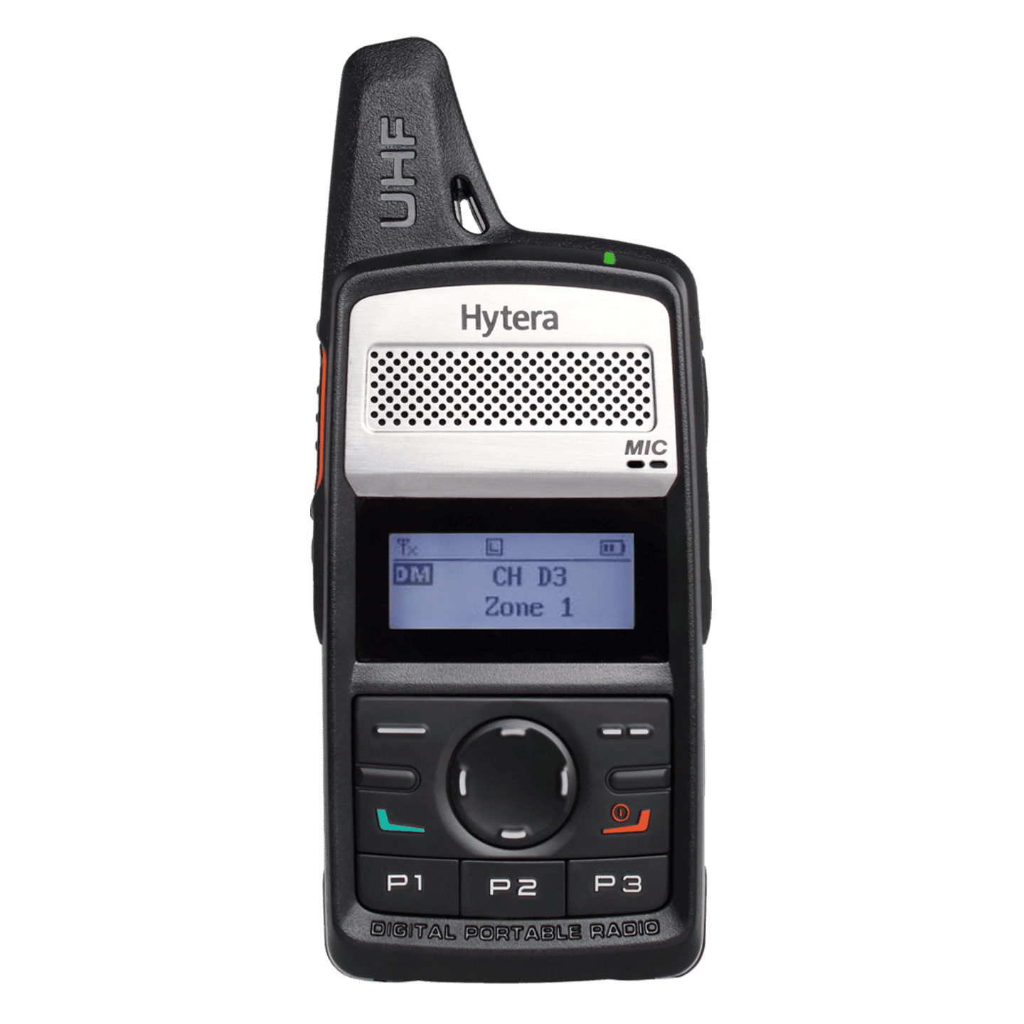 Hytera digital portable radio on a transparent background
