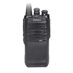 Black walkie talkie with Hytera branding on a white background