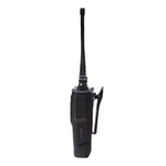 Black walkie-talkie on a white background