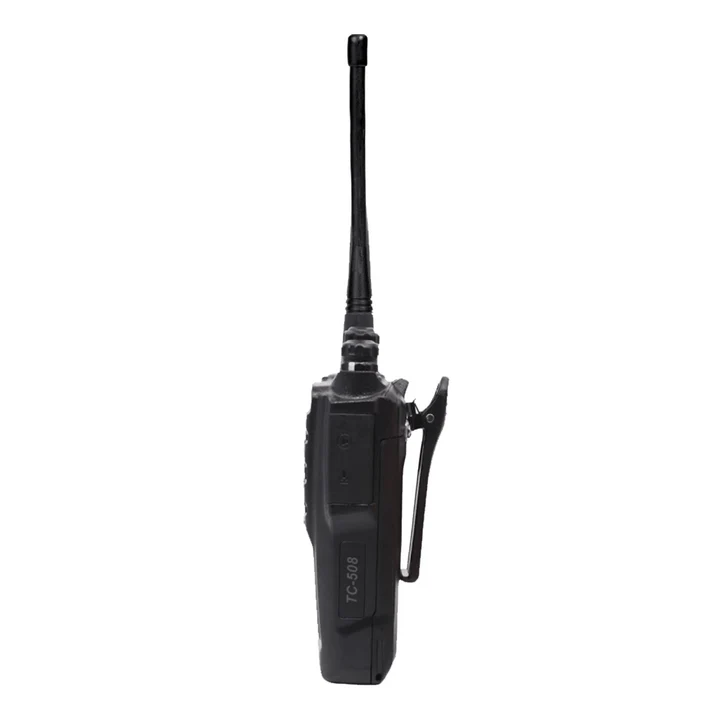 Black walkie-talkie on a white background