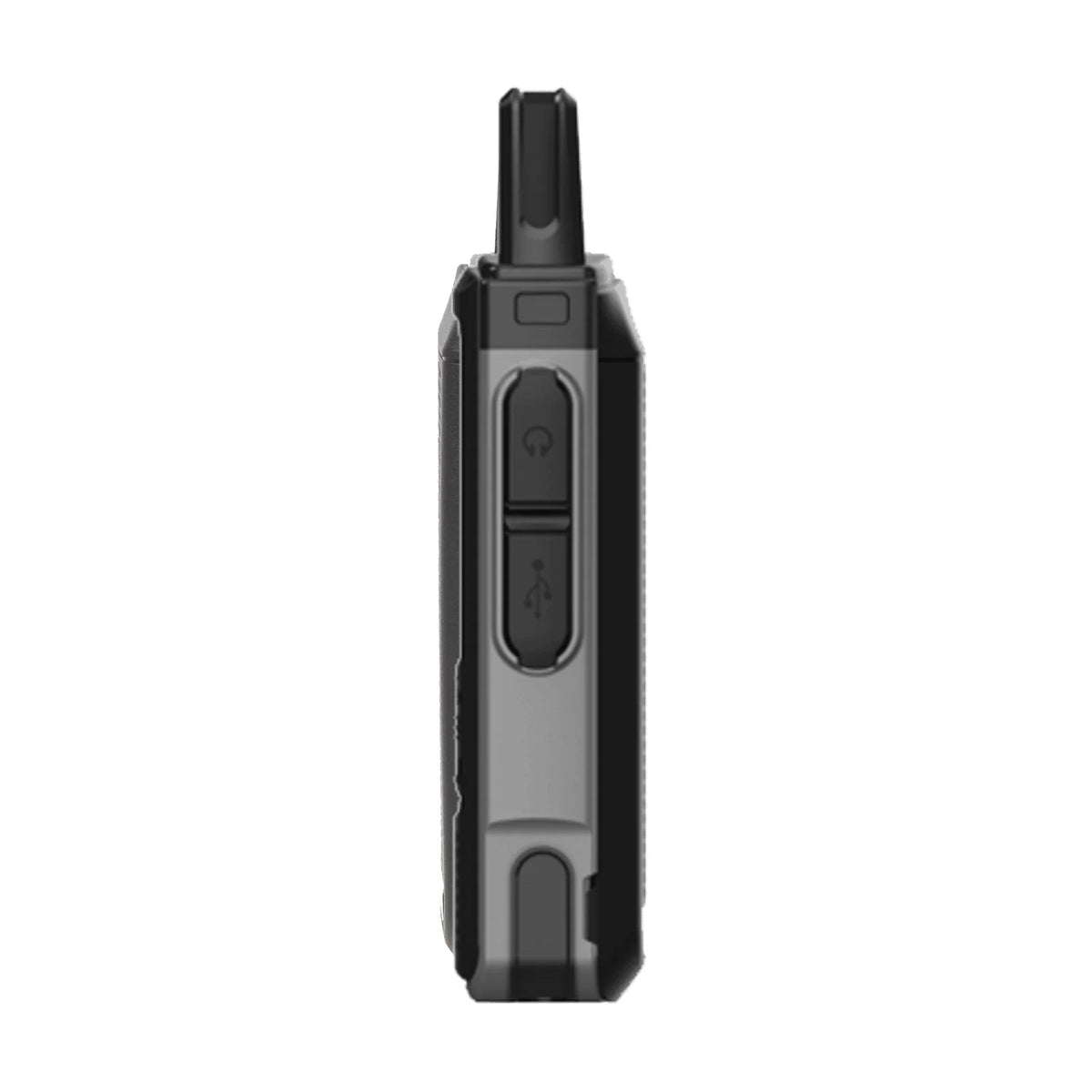 Side Left walkie-talkie with digital display on a white background